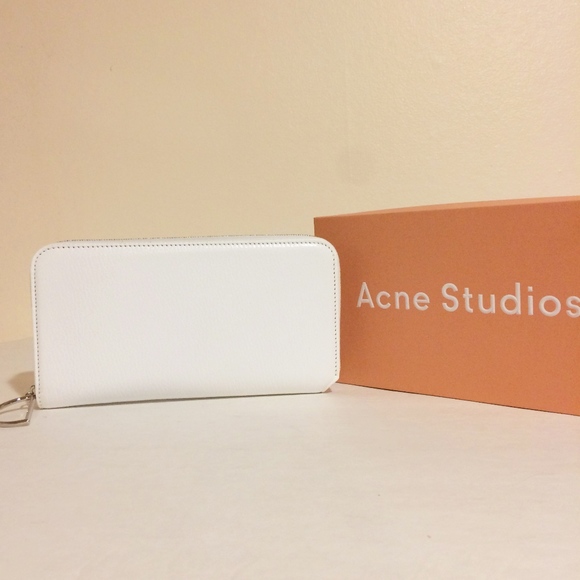 Acne Studios Handbags - Acne Studios White Leather Large Zipper Wallet